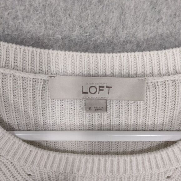 Ann Taylor LOFT Pullover Sweater Womens Sz S Wool Blend White Bell Sleeve Solid - Picture 7 of 12